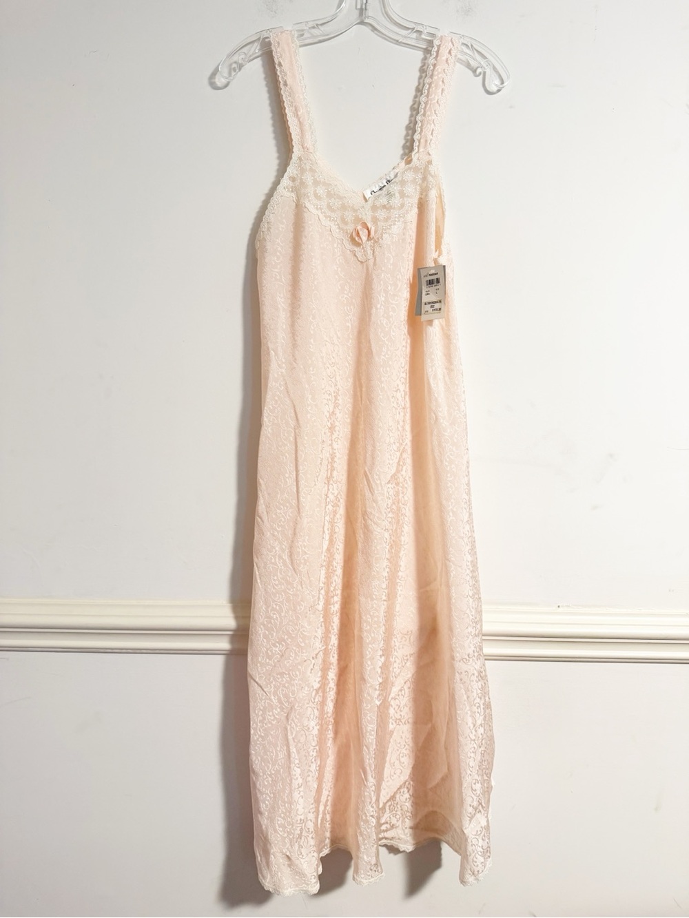 NWT Vintage Christian Dior Cream Floral Lace Slip Dress Chemise Size L